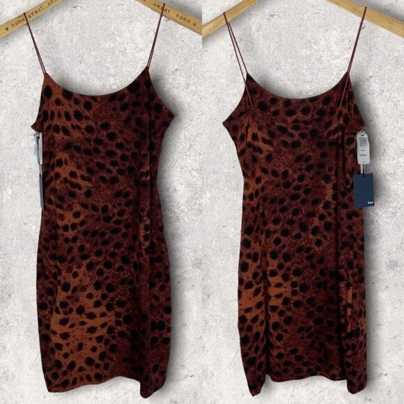 NWT Aritzia Wilfred Free Tiny Brown Black Dress Size Small Stretch Cheetah Print - Picture 4 of 11